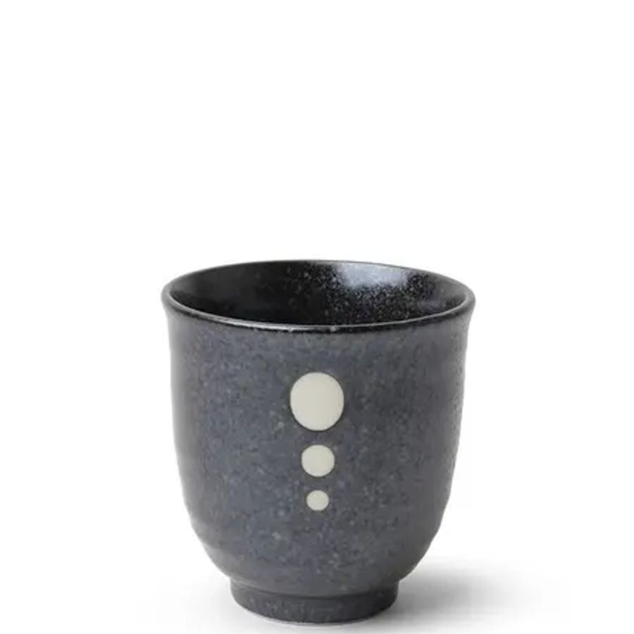 Tabletop Miya Company Teacups | Satin Black White Dots Teacup