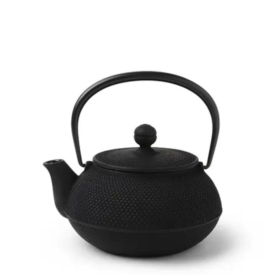 Tabletop Miya Company Teapots - Cast Iron | Cast Iron Teapot Black Hobnail 0.65L