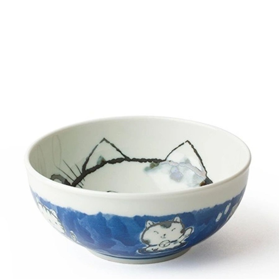 Whimsy Miya Company Bowls | Fortune Cat 6.25" Bowl Blue