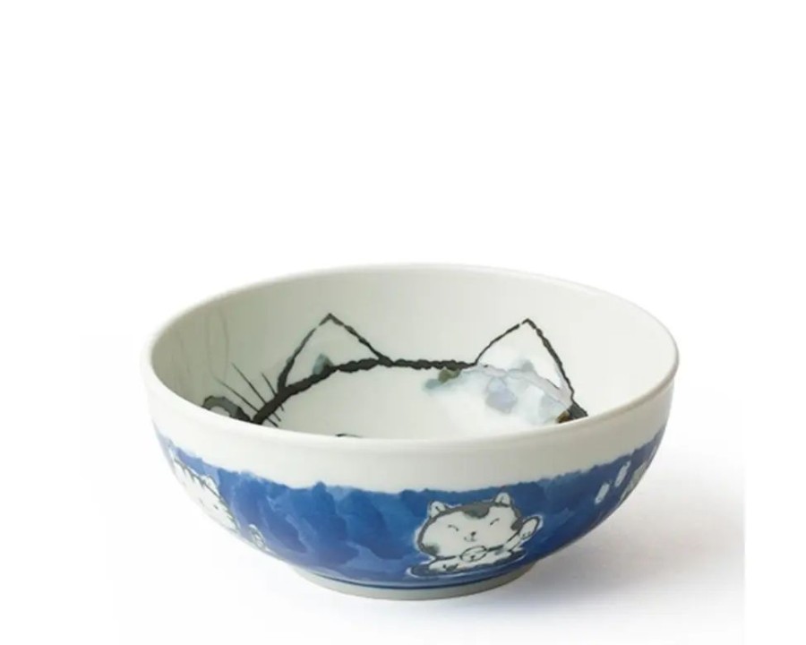 Whimsy Miya Company Bowls | Fortune Cat 6.25" Bowl Blue