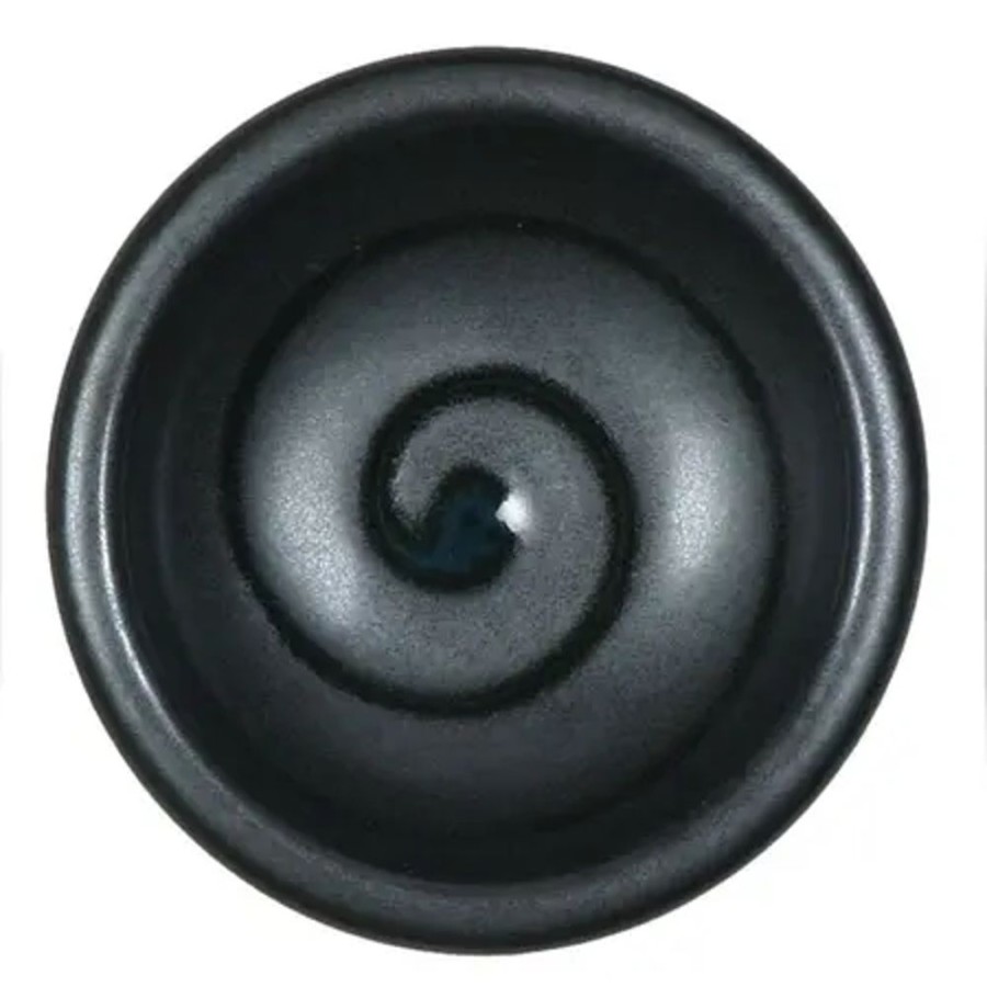 Tabletop Miya Company Sauce Dishes | Black Swirl 3" Sauce Dish
