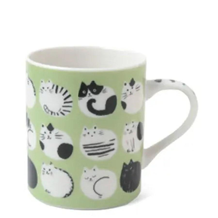 Whimsy Miya Company Cups/Mugs | Cozy Cats 8 Oz. Mug - Green