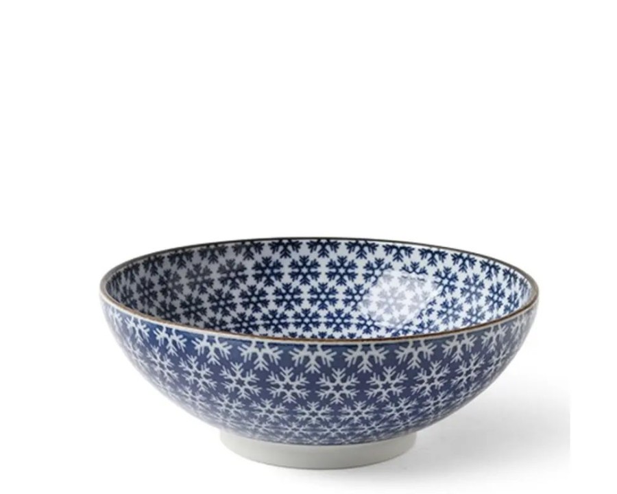 Tabletop Miya Company Serving Bowls & Plates | Blue & White Snowflake 8.25" Bowl