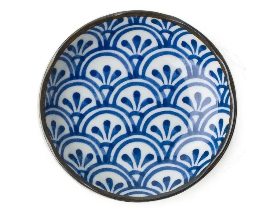 Tabletop Miya Company Small Plates | Monyou 4.5" Hana Seigaiha Plate