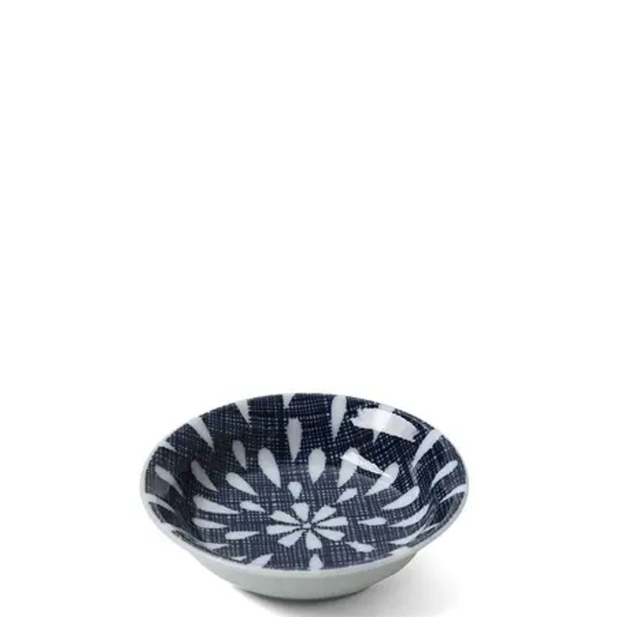 Tabletop Miya Company Sauce Dishes | Blue Textile Raindrops Sauce Dish