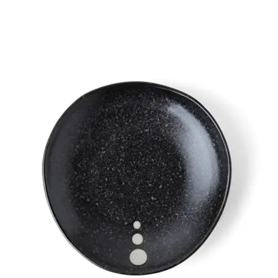 Tabletop Miya Company Small Plates | Satin Black White Dots Plate 5-1/4"