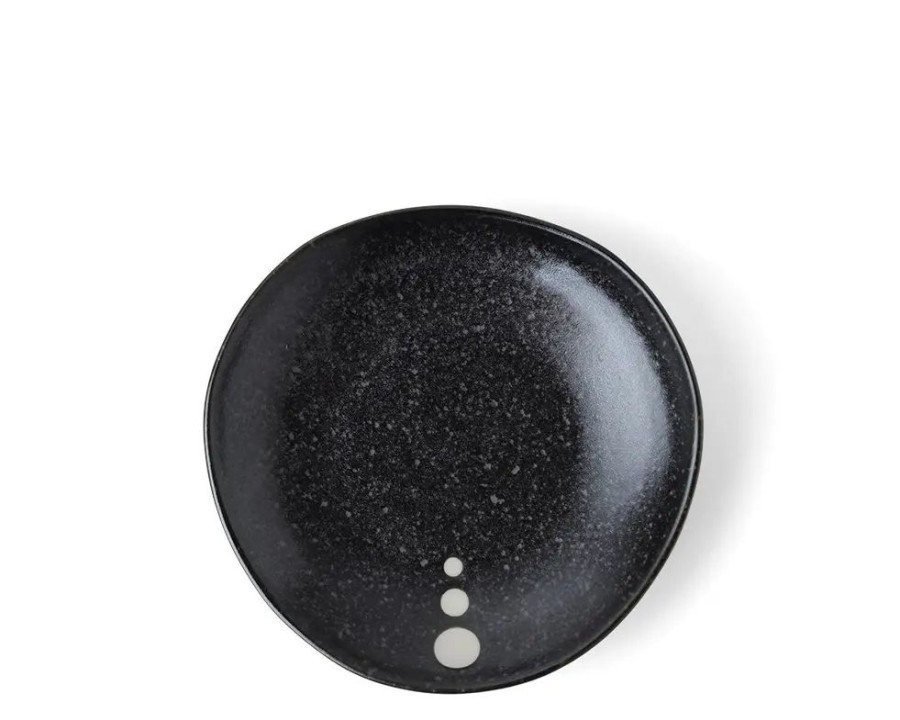 Tabletop Miya Company Small Plates | Satin Black White Dots Plate 5-1/4"