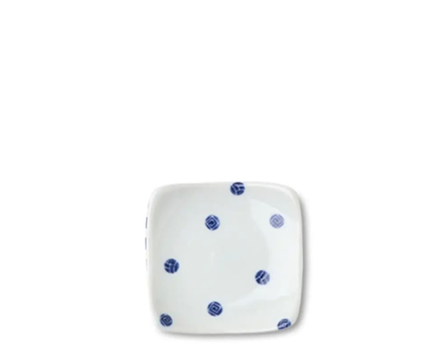 Tabletop Miya Company Sauce Dishes | Blue & White Dots 3.5" Plate