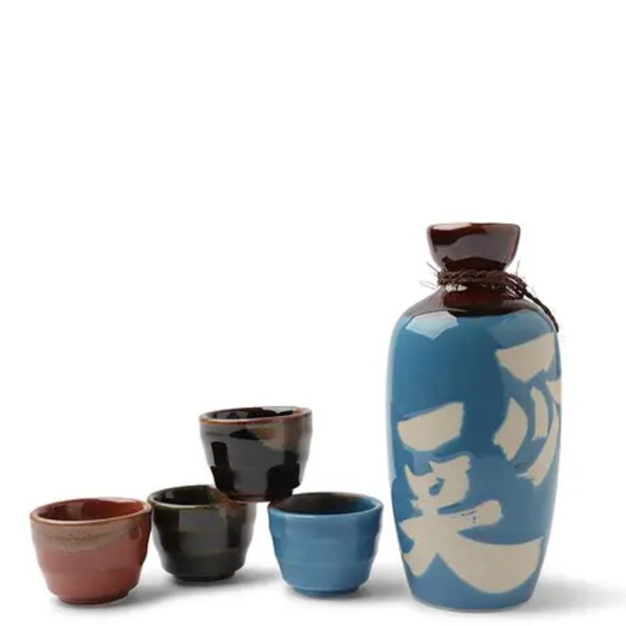 Tabletop Miya Company Sake Sets | Sake Set Turquoise Issho Issho