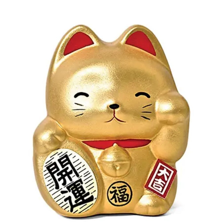 Whimsy Miya Company Figurines | Feng Shui Fortune Cat Bank - Gold