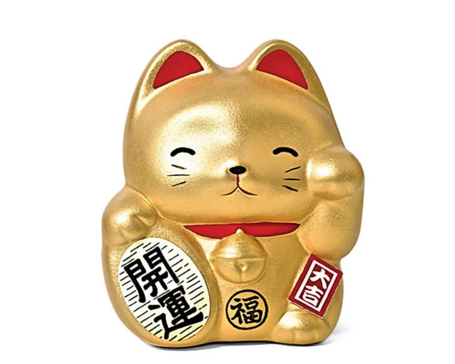 Whimsy Miya Company Figurines | Feng Shui Fortune Cat Bank - Gold
