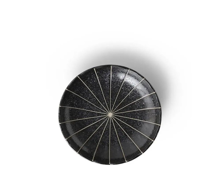 Tabletop Miya Company Small Plates | Kasa Lines Black 4.75" Plate