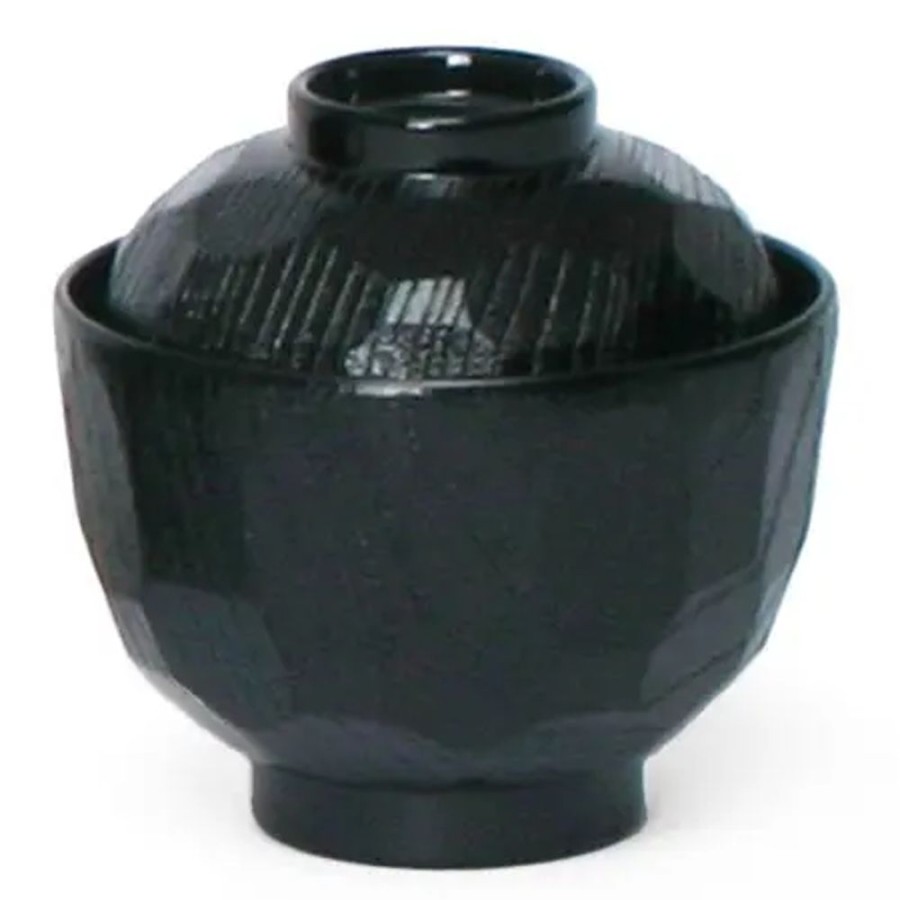 Kitchen Miya Company Specialty Service | Black 8 Oz. Soup Bowl With Lid