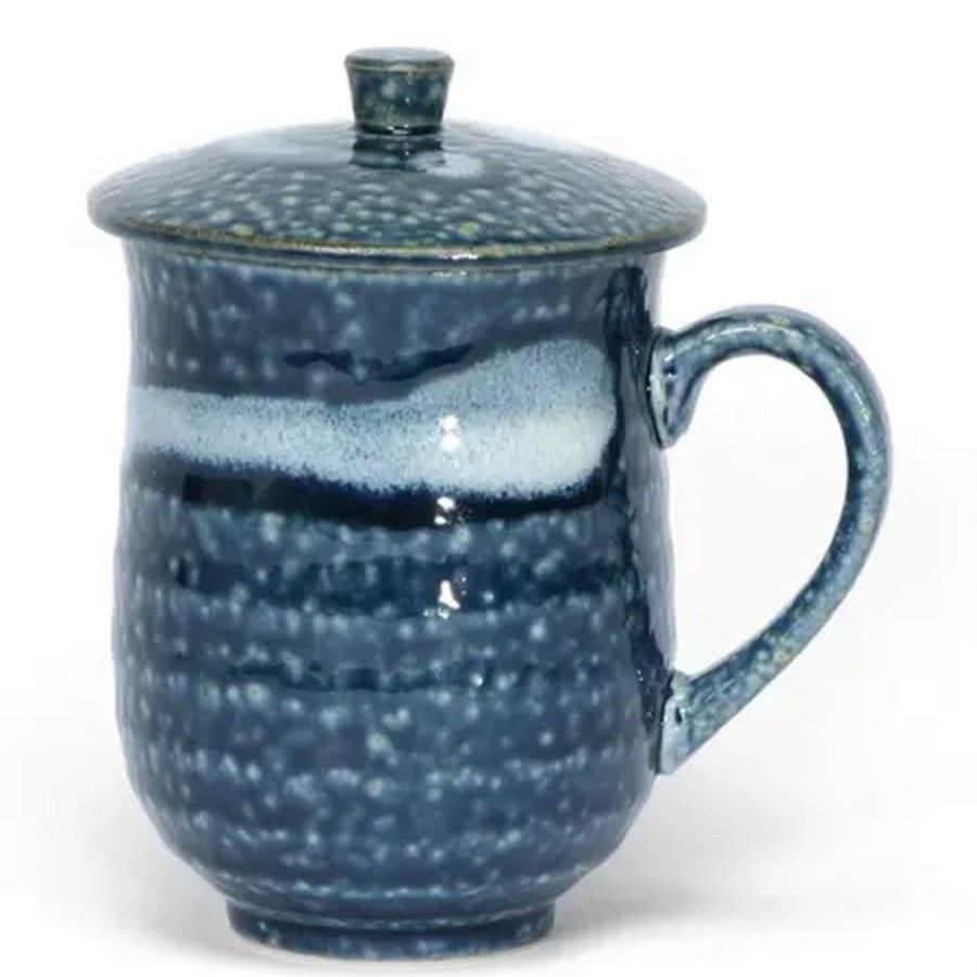 Tabletop Miya Company Mugs | Blue Irabo Mug With Lid
