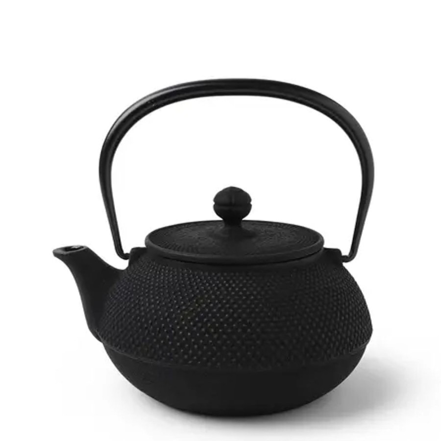 Tabletop Miya Company Teapots - Cast Iron | Cast Iron Teapot Black Hobnail 0.9L