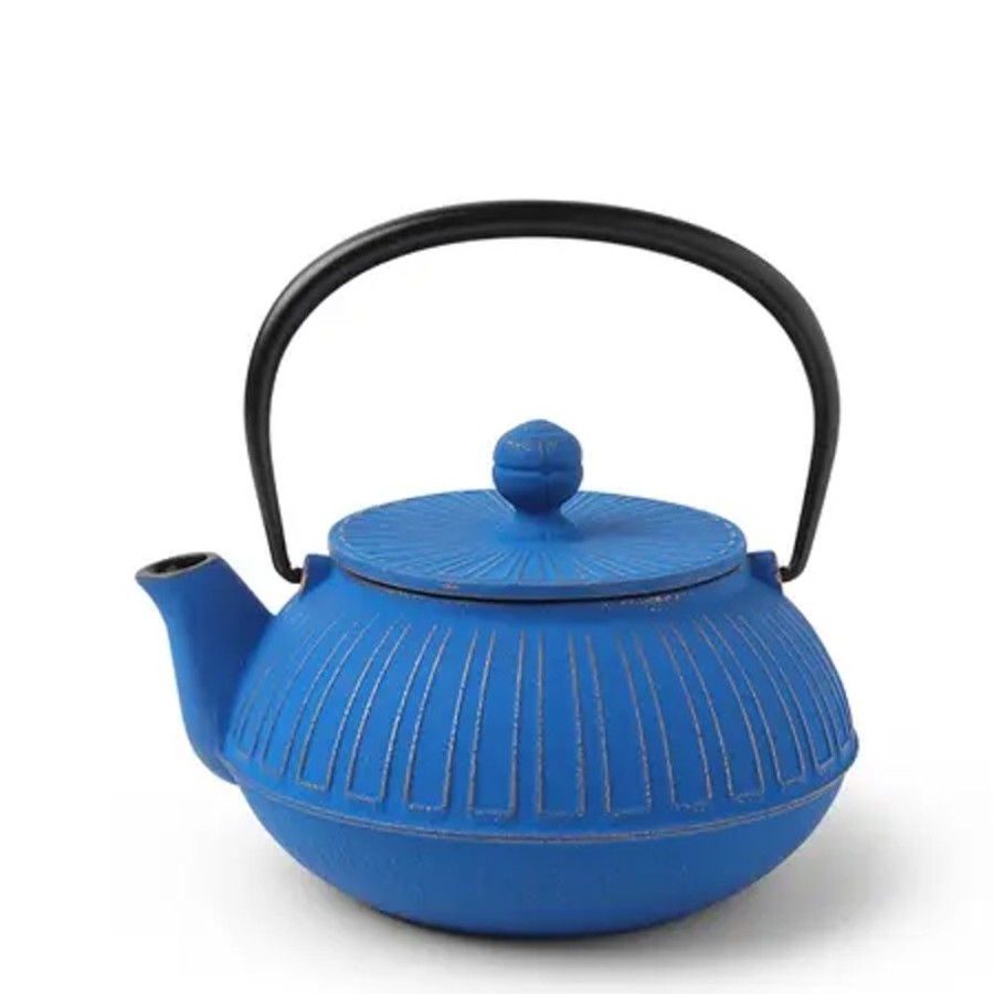 Tabletop Miya Company Teapots - Cast Iron | Cast Iron Teapot Gold Azure Chrysanthemum