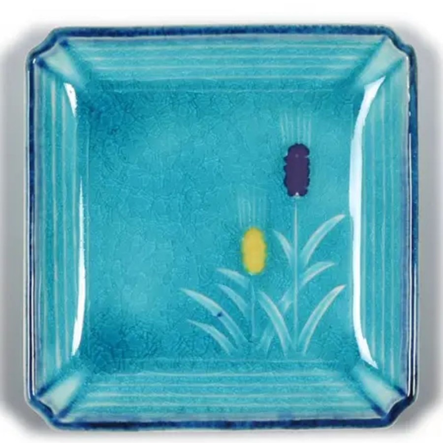 Tabletop Miya Company Small Plates | Turquoise Blue Mugi 4.5" Sq. Plate
