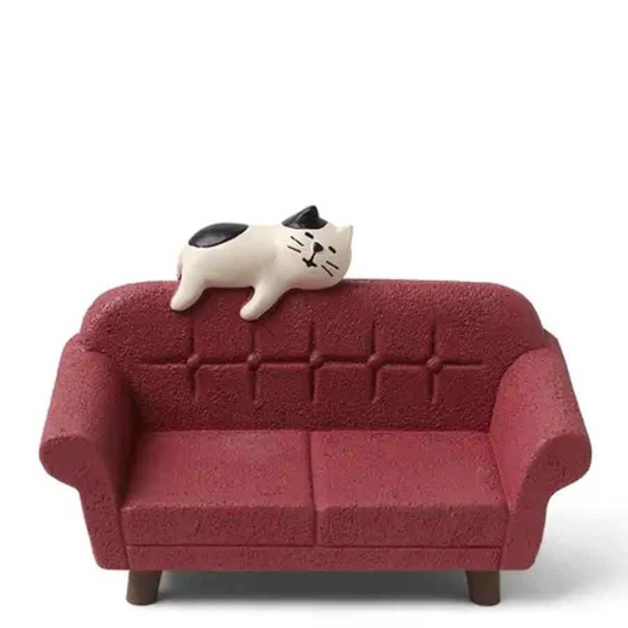 Whimsy Miya Company Cats | Figurine Cat On Red Sofa