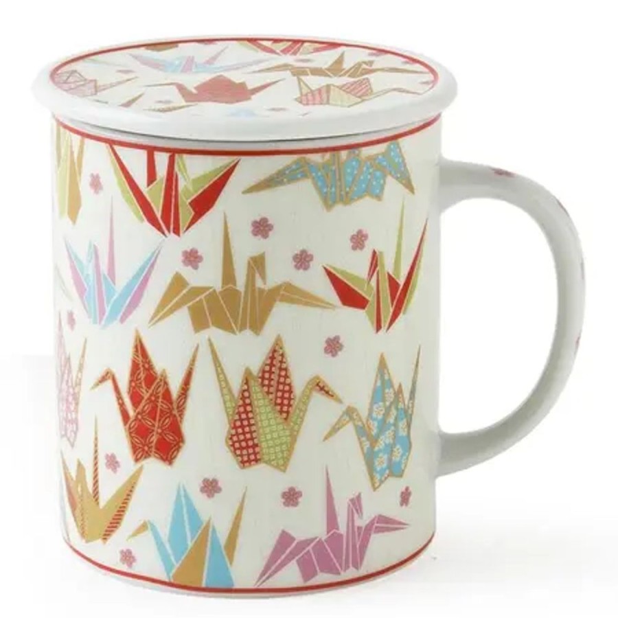 Whimsy Miya Company Other | Origami Cranes 8 Oz. Lidded Mug - Pink
