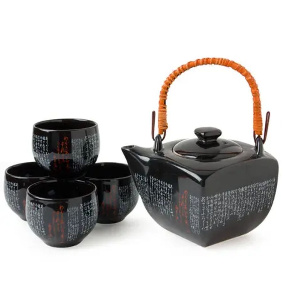 Tabletop Miya Company Tea Sets - Ceramic | Calligraphy Black Tea Set