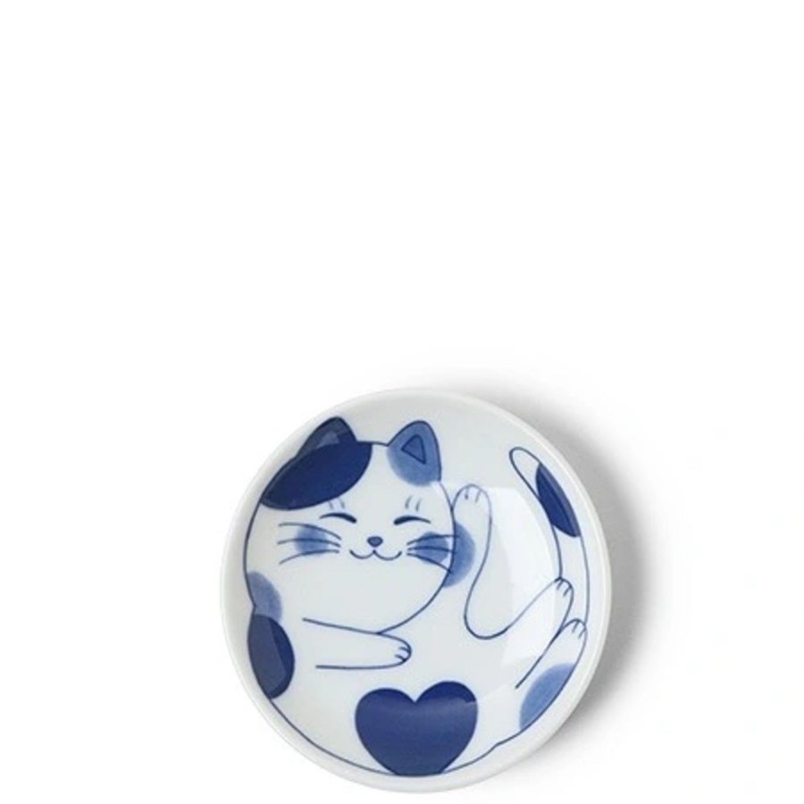 Whimsy Miya Company Plates | Blue Cats 3.75" Sauce Dish