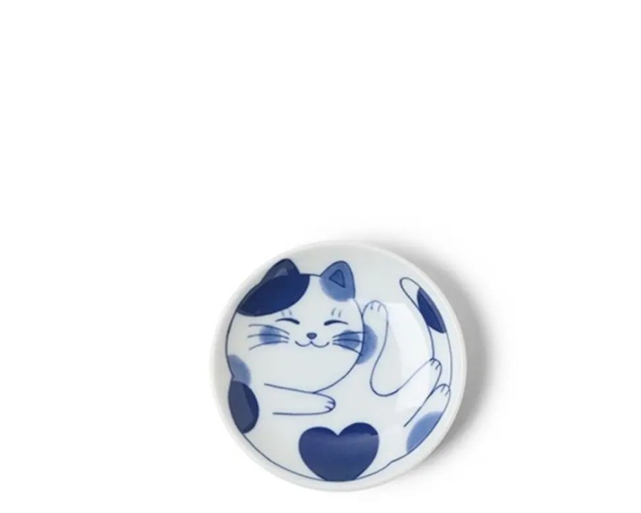 Whimsy Miya Company Plates | Blue Cats 3.75" Sauce Dish