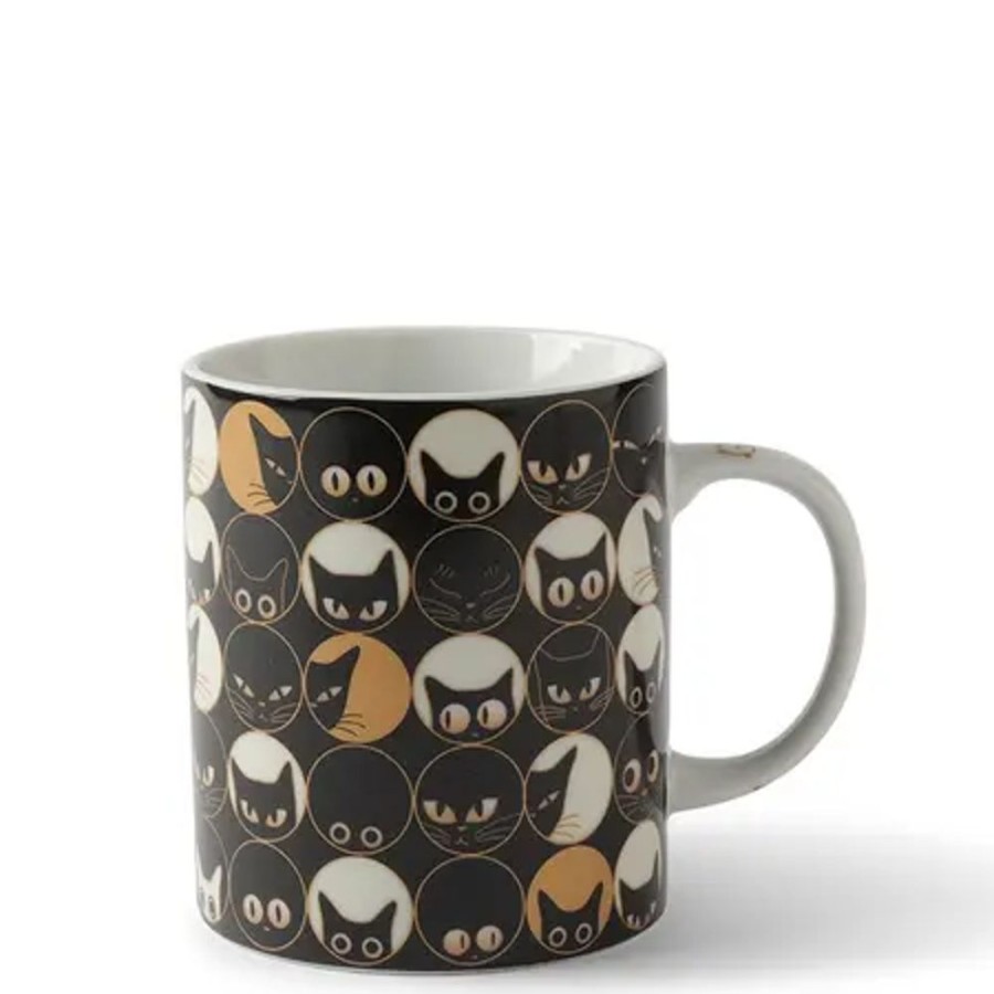 Whimsy Miya Company Cups/Mugs | Cat Eyes 8 Oz. Mug - Black