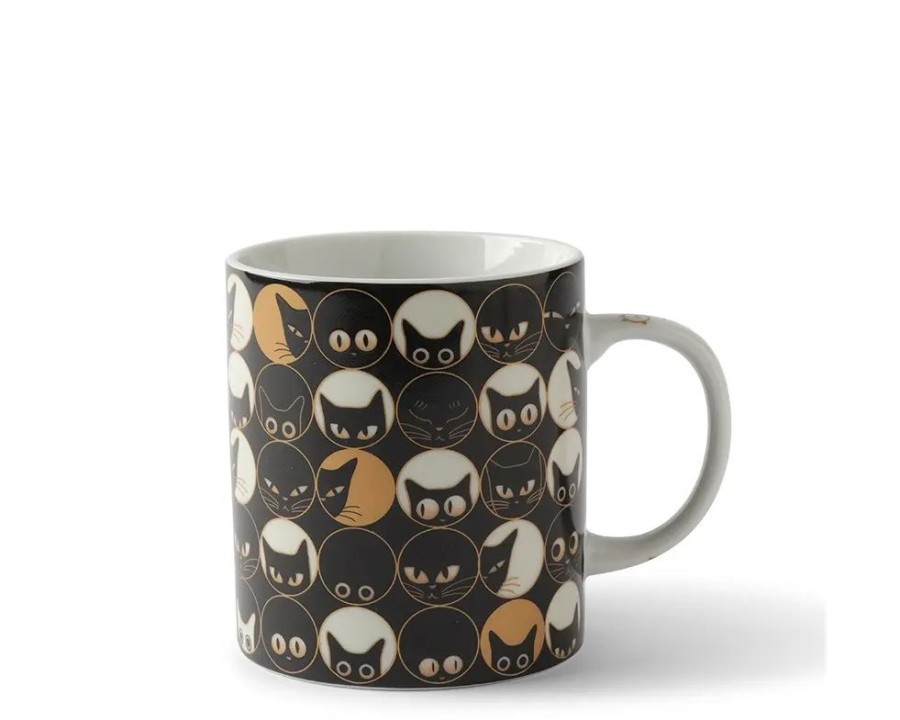 Whimsy Miya Company Cups/Mugs | Cat Eyes 8 Oz. Mug - Black