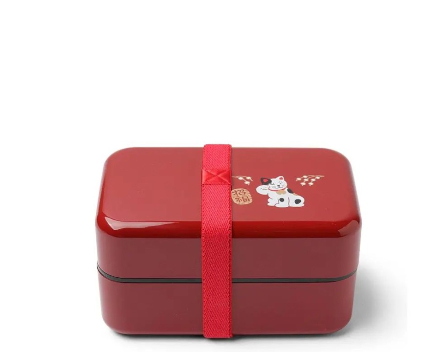 Whimsy Miya Company Bento Sets | Bento Box Fortune Cat Red