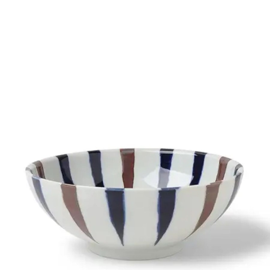 Tabletop Miya Company Large Bowls | Bowl Brown Indigo Spokes 8-3/8"
