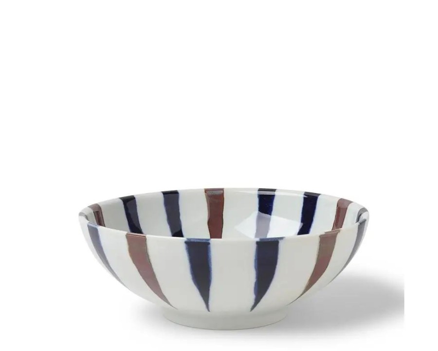 Tabletop Miya Company Large Bowls | Bowl Brown Indigo Spokes 8-3/8"