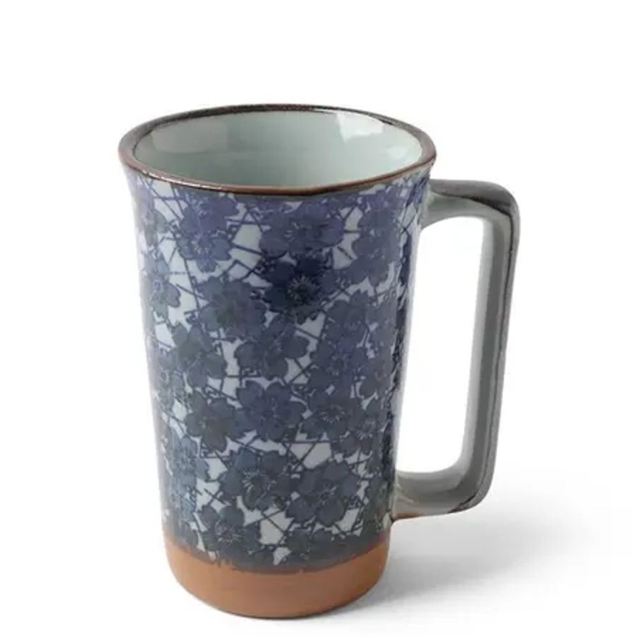 Tabletop Miya Company Mugs | Tall Mug Blue Flowers 12 Oz.