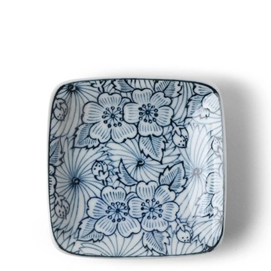 Tabletop Miya Company Sauce Dishes | Sauce Dish 3" Sq. Garden Bloom