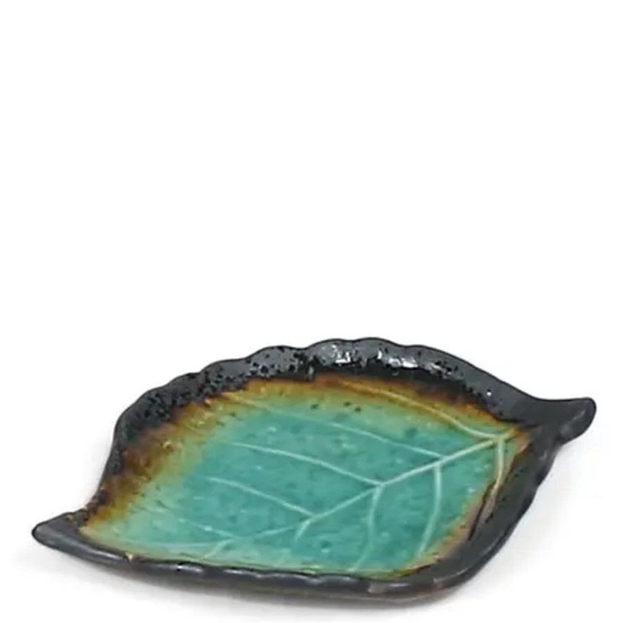 Tabletop Miya Company Medium Plates | Kosui Green 8" X 5.5" Leaf Plate