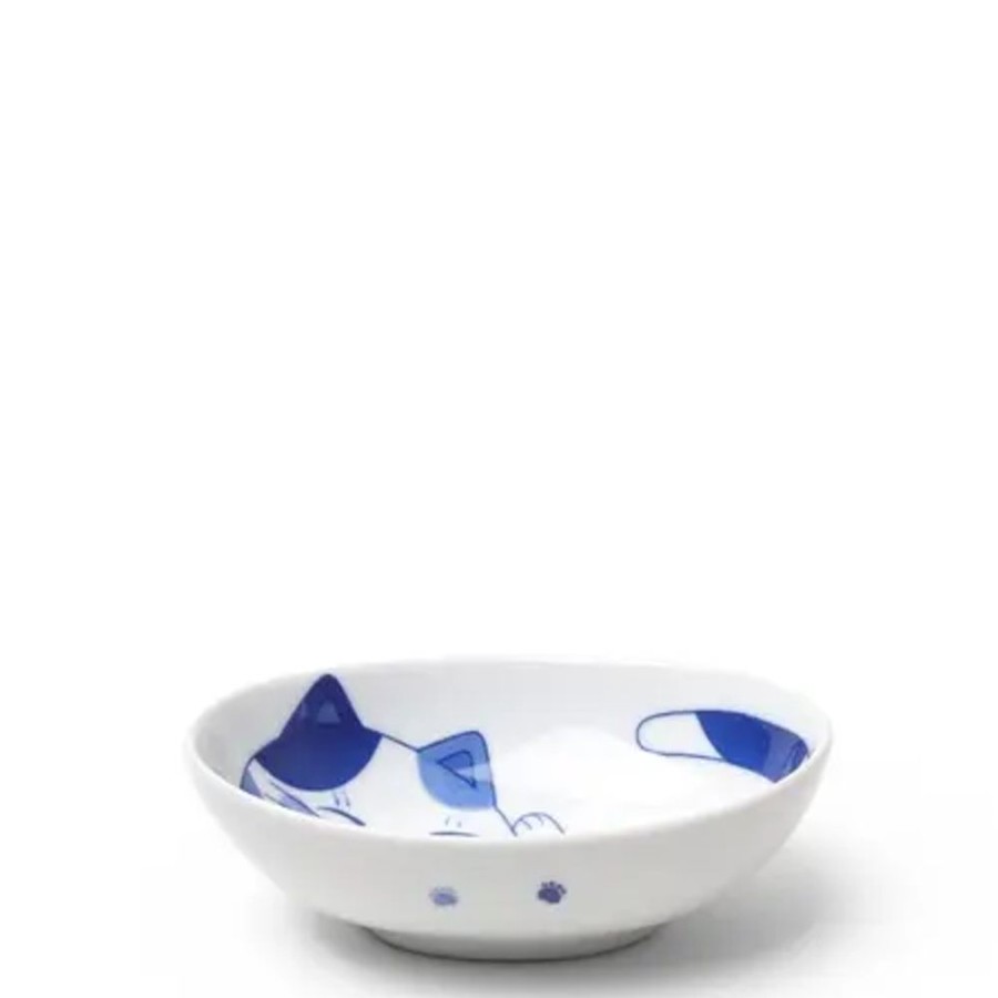 Whimsy Miya Company Bowls | Blue Cats 5" X 3.75" Oval Bowl