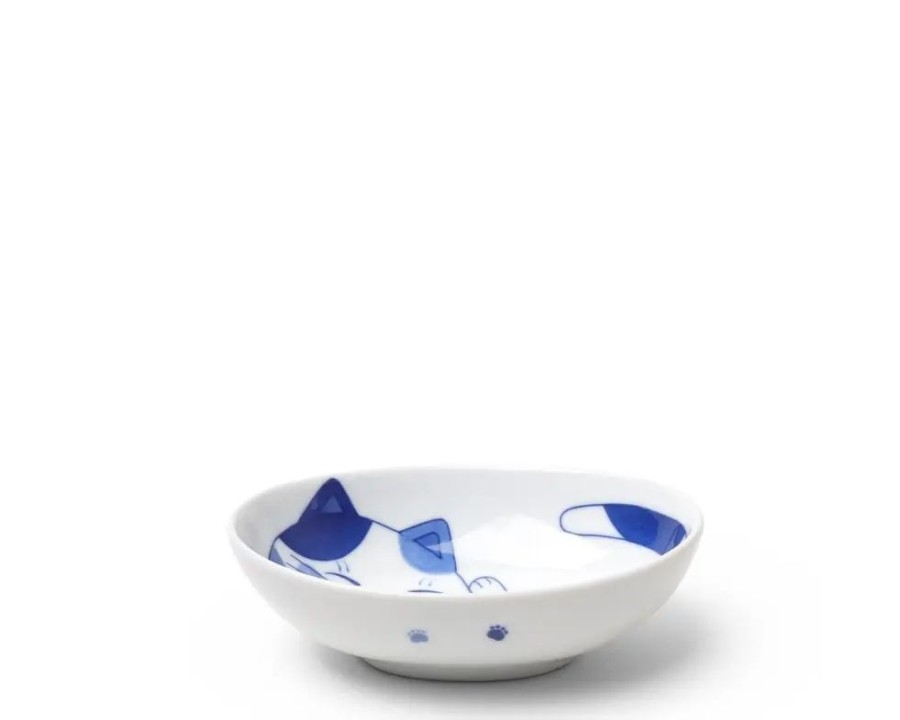 Whimsy Miya Company Bowls | Blue Cats 5" X 3.75" Oval Bowl