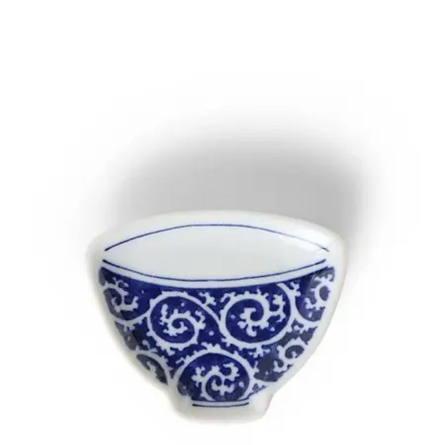Tabletop Miya Company Sauce Dishes | Mini Plate 3.75" Blue & White Teacup Karakusa