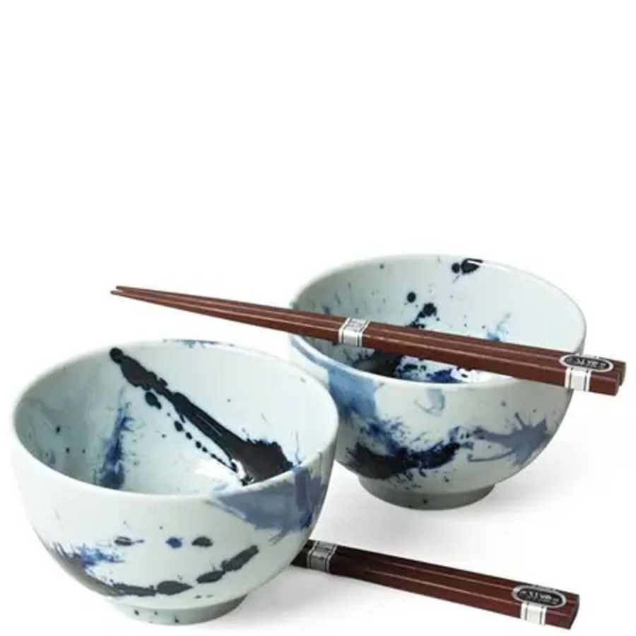 Tabletop Miya Company Bowl Sets | Blue Sumi 5" Bowl For Two Set