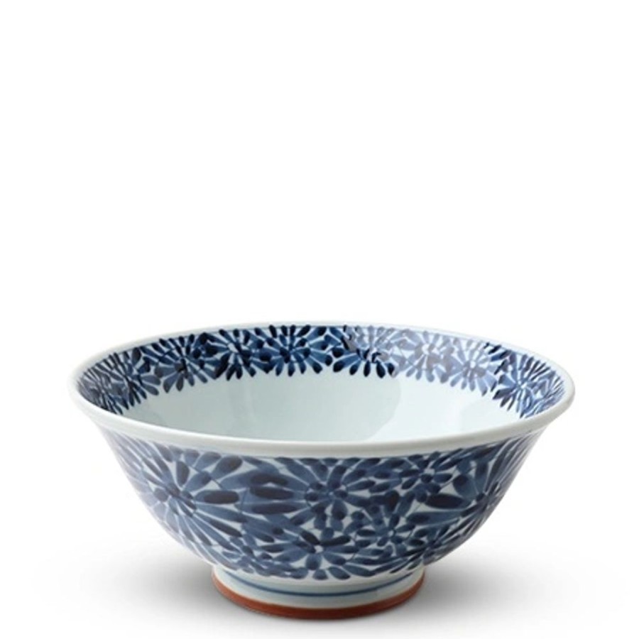 Tabletop Miya Company Ramen Bowls | Blue & White Floral 7.75" Noodle Bowl