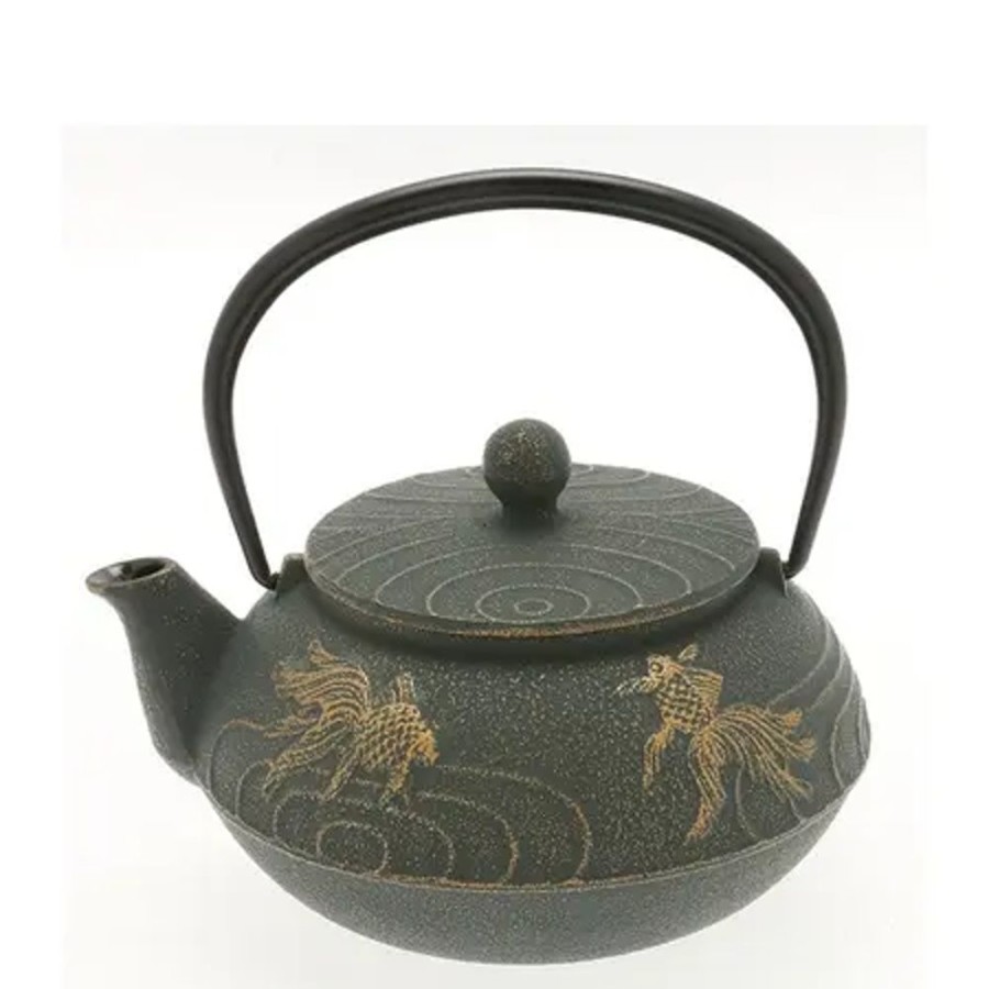 Tabletop Miya Company Teapots - Cast Iron | Cast Iron Teapot Bronze Goldfish