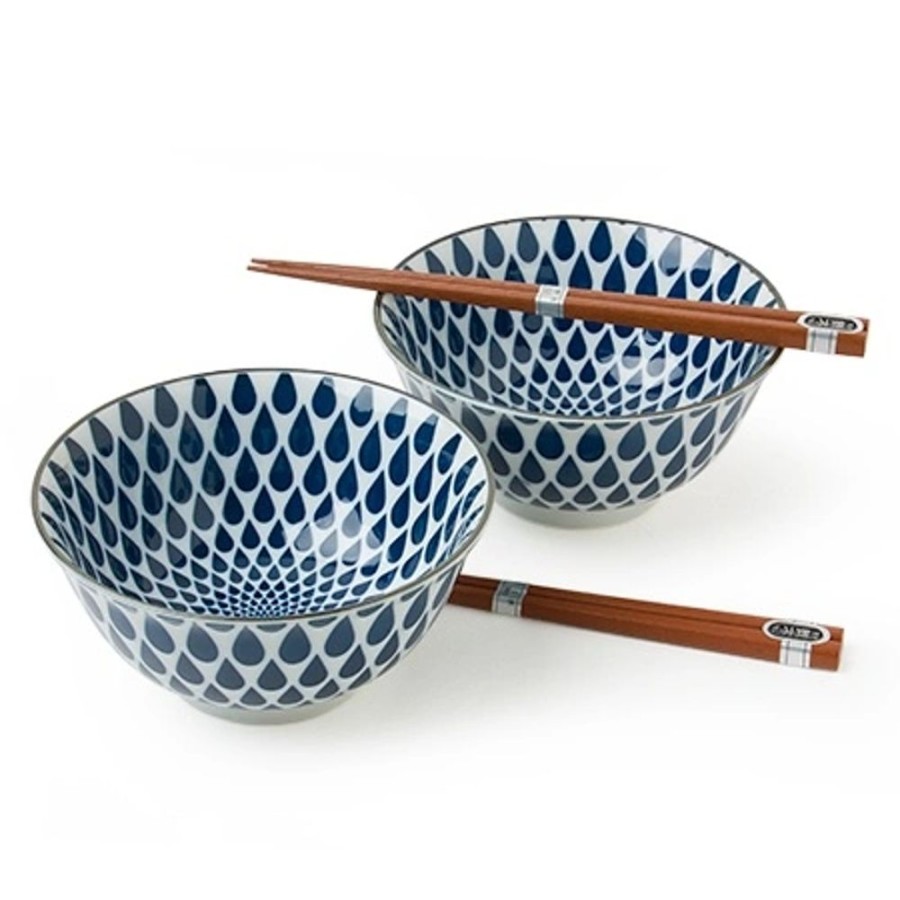 Tabletop Miya Company Bowl Sets | Blue & White Rain Bowl Set