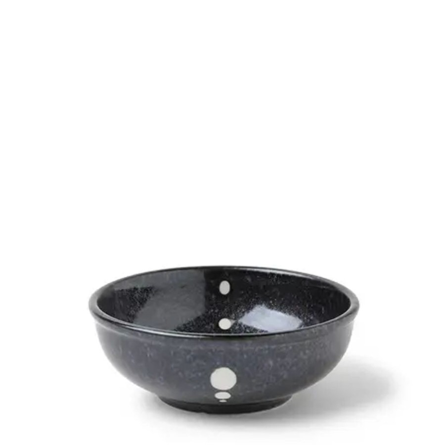 Tabletop Miya Company Sauce Dishes | Satin Black White Dots Sauce Bowl