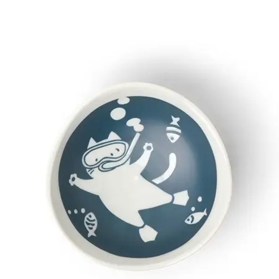 Whimsy Miya Company Bowls | Scuba Cat 5-1/8" Bowl