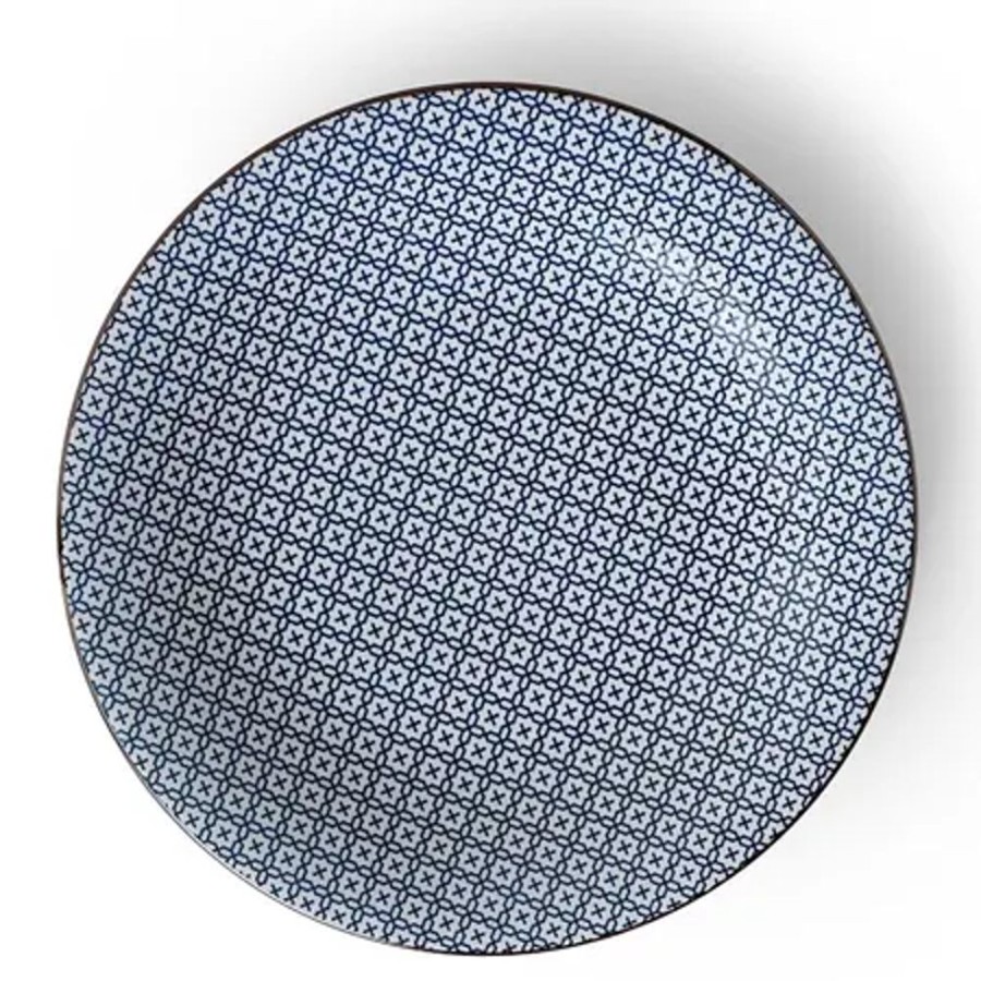 Tabletop Miya Company Large Plates | Blue & White Stitch 11" Plate