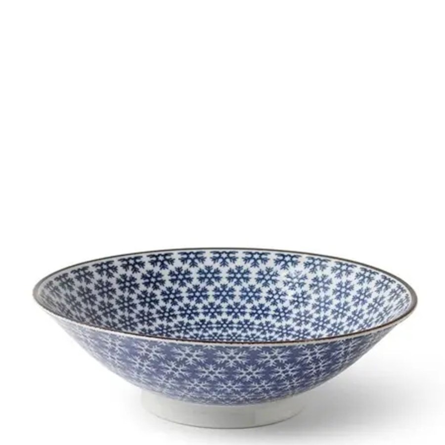Tabletop Miya Company Serving Bowls & Plates | Blue & White Snowflake 9.75" Bowl