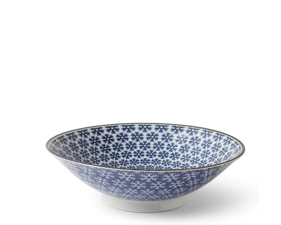 Tabletop Miya Company Serving Bowls & Plates | Blue & White Snowflake 9.75" Bowl