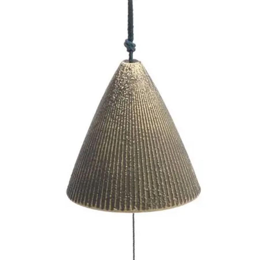 Home Miya Company Wind Chimes | Wind Chime Cone Gold Ribbed 2"