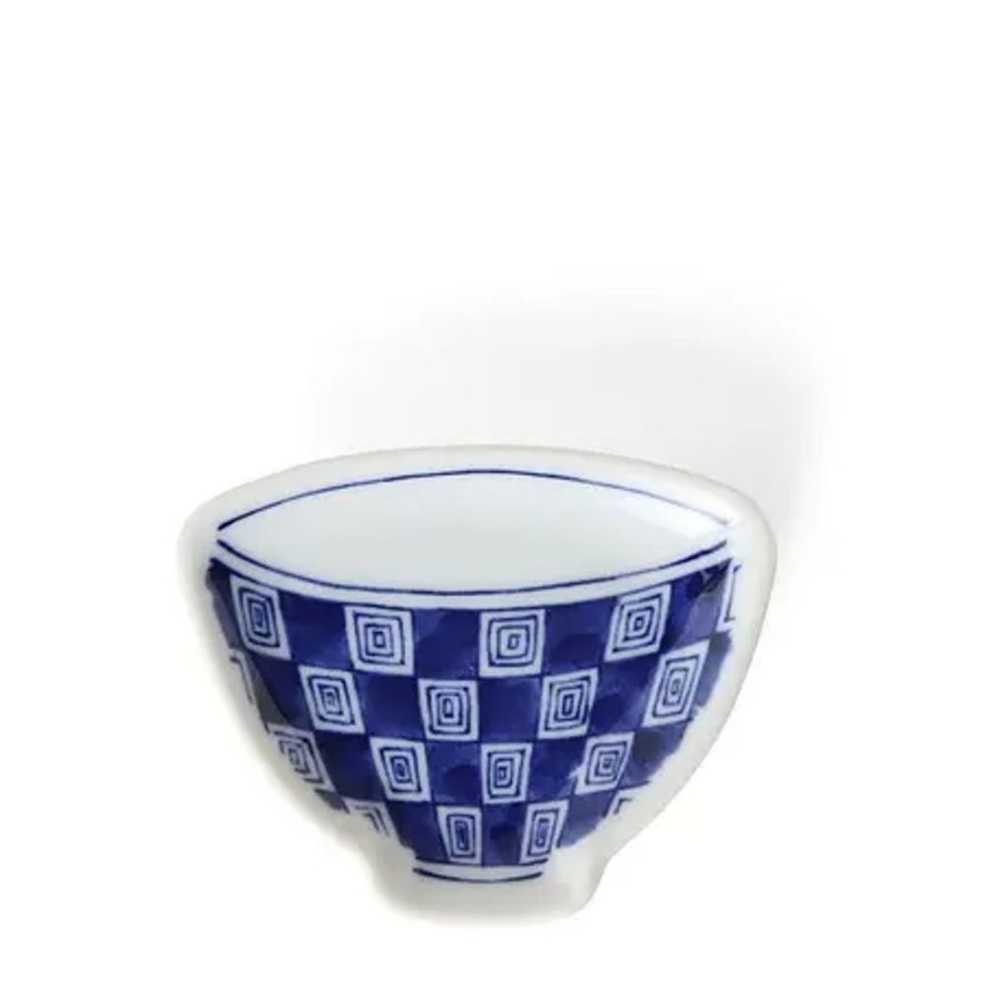Tabletop Miya Company Sauce Dishes | Mini Plate 3.75" Blue & White Teacup Check