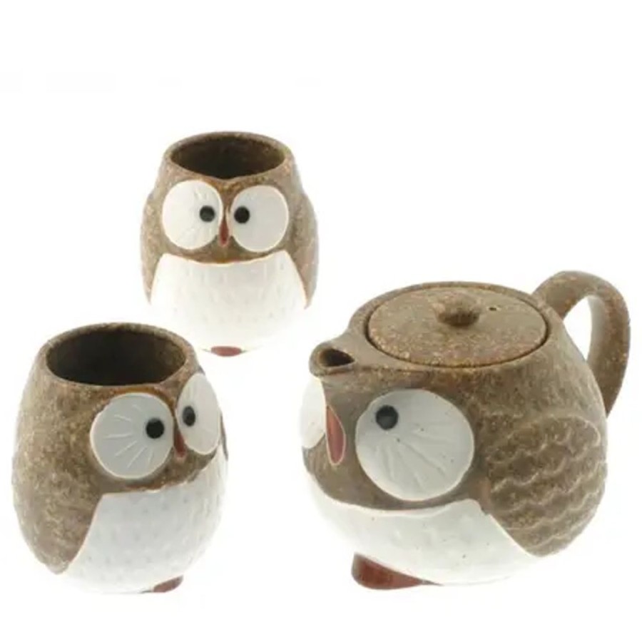 Whimsy Miya Company Teaware | Tea Set Owl Brown