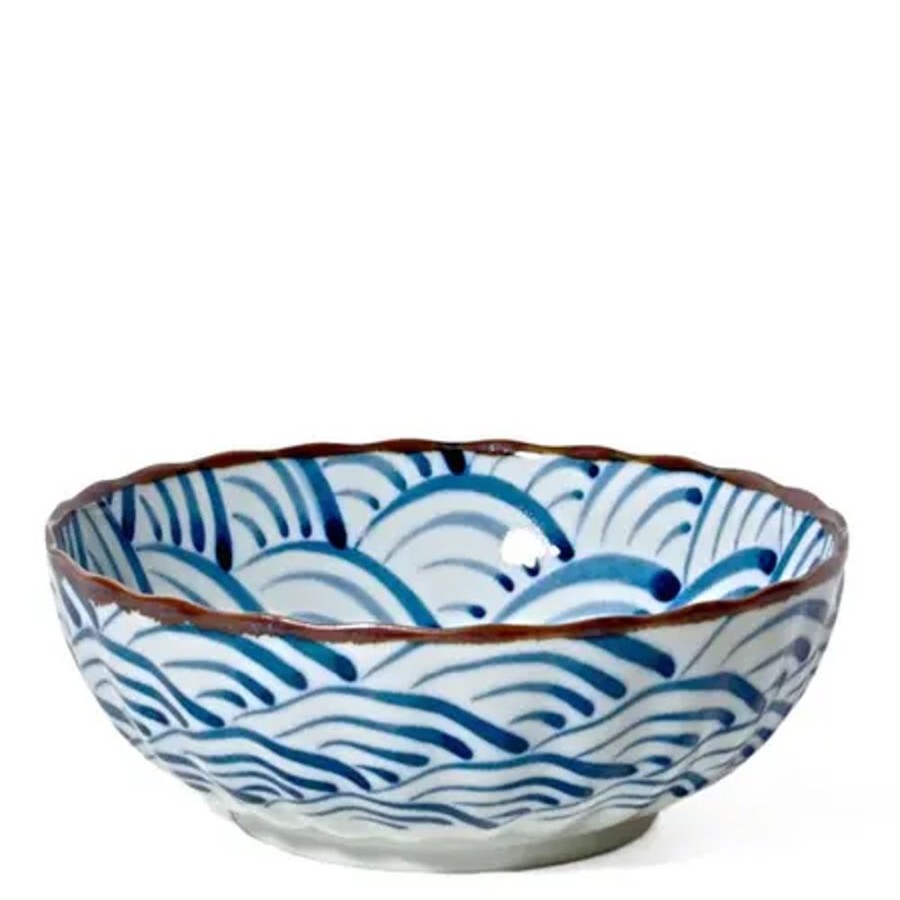 Tabletop Miya Company Large Bowls | Saikai Nami Waves 7.25" Bowl